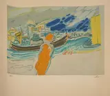 Personnage jaune et nuages bleus by Jean Fusaro, Lithographie en couleurs, sold Jun 2026