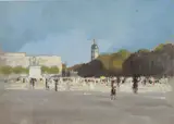 Lyon. Promeneurs sur la place Bellecour by Henri André Martin, Gouache sur carton, non signée, sold Jun 2026
