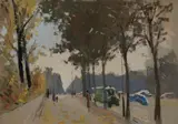 Rue animée en automne à Paris by Henri André Martin, Gouache sur carton, sold Jun 2026
