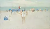 Baigneuse sur la plage by Henri André Martin, Gouache sur toile, non signée Petites taches, sold Jun 2026
