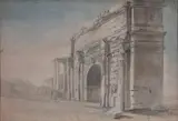 Arc de Septime Sévère by Jean-Baptiste Lallemand, Aquarelle sur traits de crayon noir, sold Jun 2026