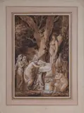 Sacrifice de colombes à Vénus by Etienne Vallée, Plume encre brune, lavis brun, rehauts de gouache blanche, sold Jun 2026