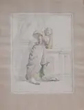 Femme accoudée à une rambarde by Pierre Bonirote, Aquarelle sur traits de crayon noir, sold Jun 2026