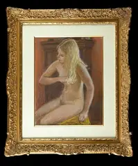 Nu se coiffant by Pierre Deval, Pastel et fusain, sold Jun 2026