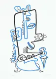 La promenade by Charles Lapicque, 1960, Lithographie en bleu et noir, sold Jun 2026