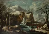Promeneurs dans un paysage de neige à la cascade by Francesco Foschi, Toile, sold Nov 2025