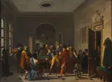 La Partie de billard by Nicolas-Antoine Taunay, Panneau de chêne, préparé, sold Nov 2025