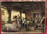 Sur la terrasse de l’auberge by Pierre Outin, Toile, sold Nov 2025