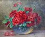 Bouquet de roses rouges by Blanche Odin, Aquarelle signée en bas à droite Dim, sold Sep 2025