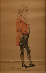 Le spencer rouge by Louise Abbéma, 1887, Lavis d’encre et aquarelle, sold Dec 2025