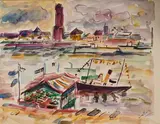 Paysages by Roland Dubuc, Aquarelle, crayon, sold Dec 2025