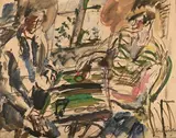 Les joueurs de jacquet by Gen Paul, Aquarelle et encre, sold Dec 2025