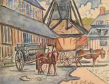 Honfleur, attelages by Henri de Saint-Delis, Aquarelle, sold Dec 2025