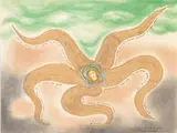 λ Ce que le sable dit au poète by Georges Hugnet, 1954, Technique mixte, sable, aquarelle et gouache, sur papier, sold Nov 2025
