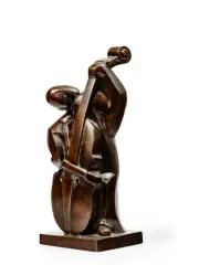 Contrebassiste by Ferdinand Parpan, Épreuve en bronze à patine brune Monogrammée, sold Jun 2026