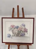Panier au bouquet d'hortensias by Caren Heine, Aquarelle sur papier Signée en bas à droite, sold May 2026