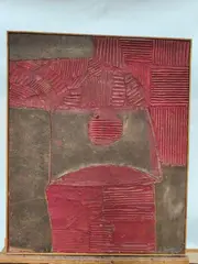 Sans titre by André Stempfel, Technique mixte sur toile (collage de pièces de cuir) Non signée, sold May 2026