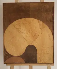 Sans titre by André Stempfel, Technique mixte sur panneau (collage de pièces de cuir) Non signée, sold May 2026