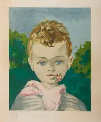 Jean-Marie à la rose, circa 1950 by Kees van Dongen, Lithographie en couleurs sur papier, sold Nov 2024