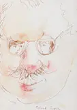Homme aux lunettes reflétant des visages by Roland Topor, Plume, encre et aquarelle sur papier cartonné, sold Nov 2024