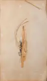 Abstraction sur fond beige by Georges Skiloyannis, 1989, Technique mixte et collage sur papier, sold Nov 2024
