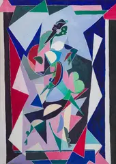 Composition à la mandoline by Michel Moreno, 1989, Crayon et gouache sur carton, sold Nov 2024