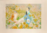 Mère et son enfant parmi les fleurs by Le Pho, Lithographie encadrée signée à droite et numérotée, sold Oct 2024