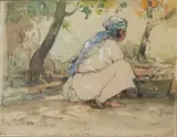 Jeune laveuse à Marengo by Eugène Villon, 1934, Crayon graphite, aquarelle et gouache sur papier, sold Jun 2024