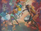 Scène de danse by Guy Huze, Gouache sur papier encadrée signée en bas à droite, sold Jun 2024