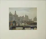 Peintre de la marine. Shanghai, les quais 1937 by Maurice Ménardeau, Gouache sur papier encadrée, sold Jun 2024