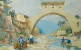 Le pont du Likin by Henri Gervèse, Eau-forte et aquatinte en couleurs sur papier vélin signée au crayon graphite en bas à dro, sold Jun 2024