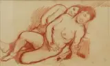 Fumeuses d'opium by Jean Bouchaud, Sanguine sur papier encadrée, sold Jun 2024