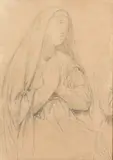 Femme à la prière by Jean-Auguste-Dominique Ingres, Crayon noir sur papier brun, sold Mar 2026