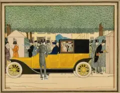 Aux courses by Bernard Boutet de Monvel, vers 1914, Aquarelle, encre de Chine et collage sur papier cartonné Signé en bas à gauche La feuille, sold Jun 2026