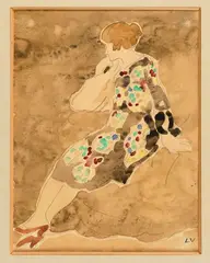Femme à la robe colorée, circa 1929 by Louis Valtat, Aquarelle Monogrammé en bas à droite, sold Jun 2026