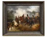 Combat devant le château d'Augerville by Antoine Alphonse Montfort, 1814, Toile et châssis d'origine Hauteur :, sold Jun 2026