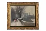 Paris, les quais et Notre-Dame sous la neige by Jules René Herve, Huile et gouache sur toile Signé en bas à droite et contresigné au revers H_46 cm L_55,5 c, sold Dec 2024
