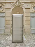 Sans titre by Jean Prouvé, Panneau de façade rectangulaire en bois recouvert d'une tôle d'aluminium gaufré, sold Nov 2024