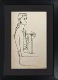 Jeune femme assise de profil by Claude Venard, Encre et gouache sur papier Circa, sold Nov 2024