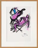 Le Joueur de guitare by Jean Hélion, 1983, Pastel, peinture et fusain sur papier Signé et daté en bas à droite H_53 cm L_45,8 cm, sold Nov 2024