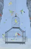 Léonard-Tsuguharu Foujita, La cage aux oiseaux" Circa 1955