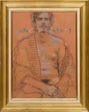 Wrtiten on water by H. Craig Hanna, Pastel et fusain sur papier coloré H_47,5 cm L_35 cm (à vue) H_61,5 cm L_49,5 cm (avec cad, sold Nov 2024