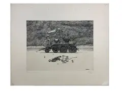 La pause by Philippe Mohlitz, 1982, Eau-forte signée au crayon et datée, sold Nov 2024