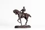 Le départ by Prosper Lecourtier, Bronze à patine brune signé sur la terrasse, sold Oct 2024