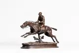 Le jockey by Edouard Delabriere, Bronze à patine brune, sold Oct 2024