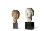 Têtes de jeunes filles by Georges Jeanclos, Terre cuite et son moule Signées H_45 cm L_20 cm P_19 cm H_43 L_15 cm P_18 cm Légers craqu, sold Oct 2024