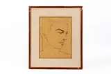 Portrait d'André Breton by Valentine Hugo, Crayon sur papier brun Contresigné et titré au crayon au revers H_, sold Oct 2024