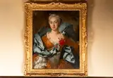 Portrait dit de la duchesse de Montmorency by Nicolas de Largillière, Toile H_81 cm L_64 cm Restaurations anciennes Cadre en bois sculpté redoré, travail frança, sold Oct 2024