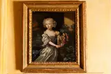 Jeune fille tenant une guirlande de fleurs by Aleijda Wolfsen, Toile Signé indistinctement en bas à droite H_46 cm L_38 cm Restaurations anciennes et acc, sold Oct 2024