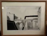 Construction des ruines de Pozos (Mexique) by Parvine Curie, Lithographie rehaussée, sold Oct 2024